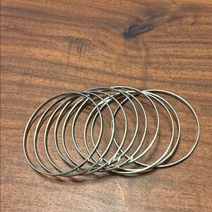 Set of Thin Metal Bangle Bracelets -Silver Tone